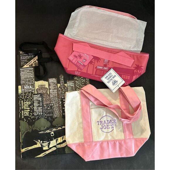 Set Of 3 Trader Joe’s Nocturne Reusable & Mini Canvas & Insulated Lunch Bags - Picture 3 of 4